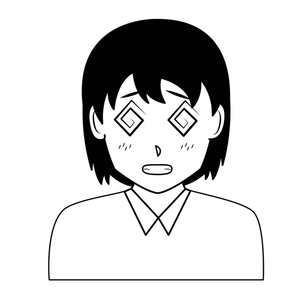 Anime girl manga portrét charakter — Stockový vektor