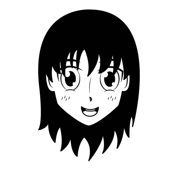 Face girl anime manga comic — Stock Vector