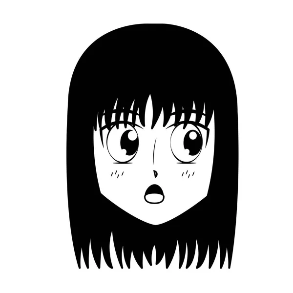 Gezicht meisje comic manga anime — Stockvector