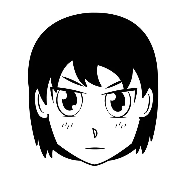 Tvář dívky anime manga komiks — Stockový vektor