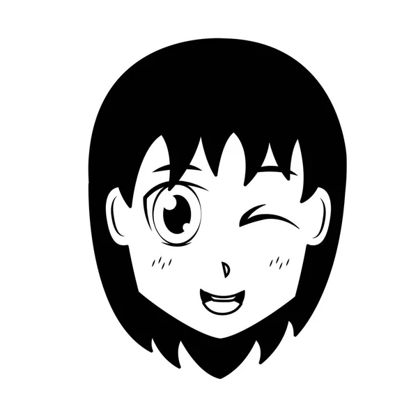 Cara chica anime manga comic — Vector de stock