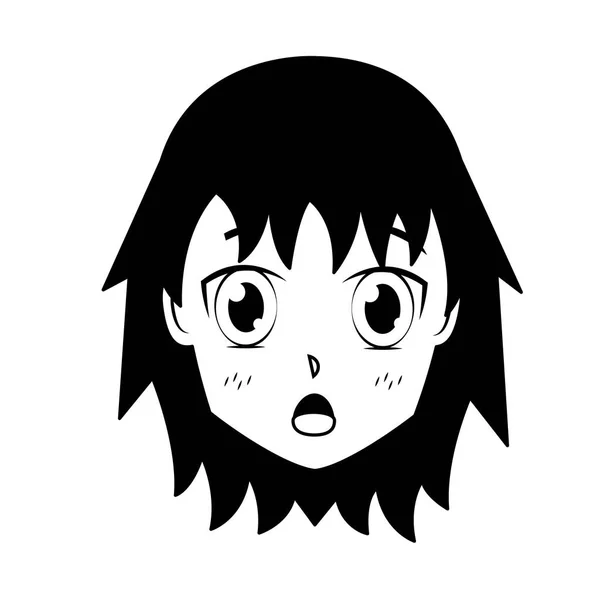 Rosto menina anime mangá quadrinhos —  Vetores de Stock