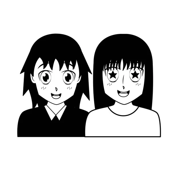Anime Mädchen Porträt Manga — Stockvektor