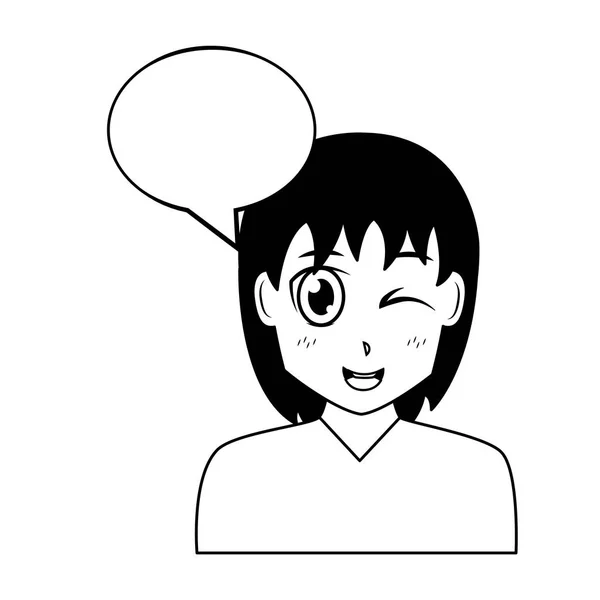 Anime κορίτσι μιλάμε συννεφάκι ομιλίας — Διανυσματικό Αρχείο