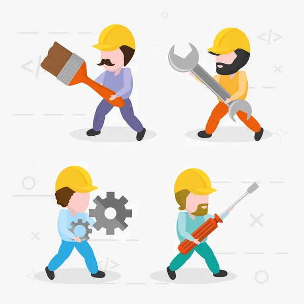 Travailleurs avec outils — Image vectorielle