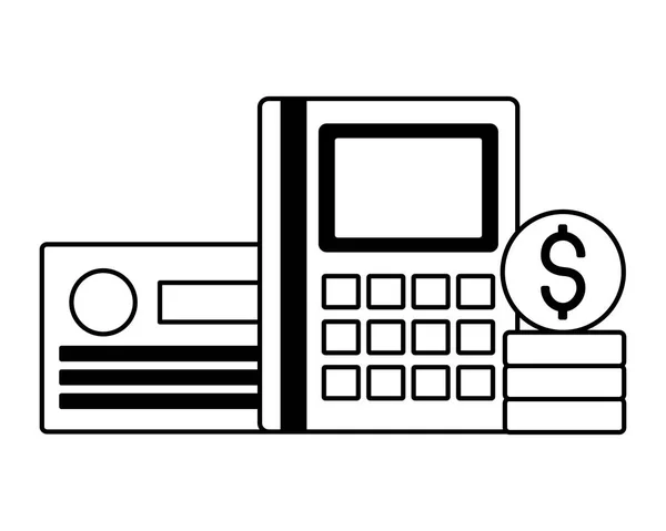 Calculatrice carte bancaire et argent — Image vectorielle