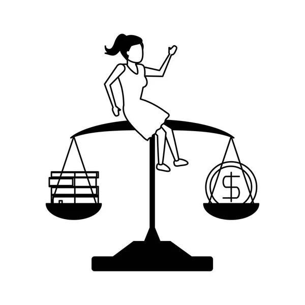 Mulher de negócios sentado em equilíbrio — Vetor de Stock