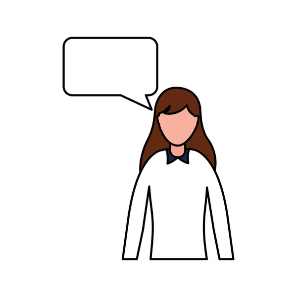 Mujer de negocios habla burbuja — Vector de stock