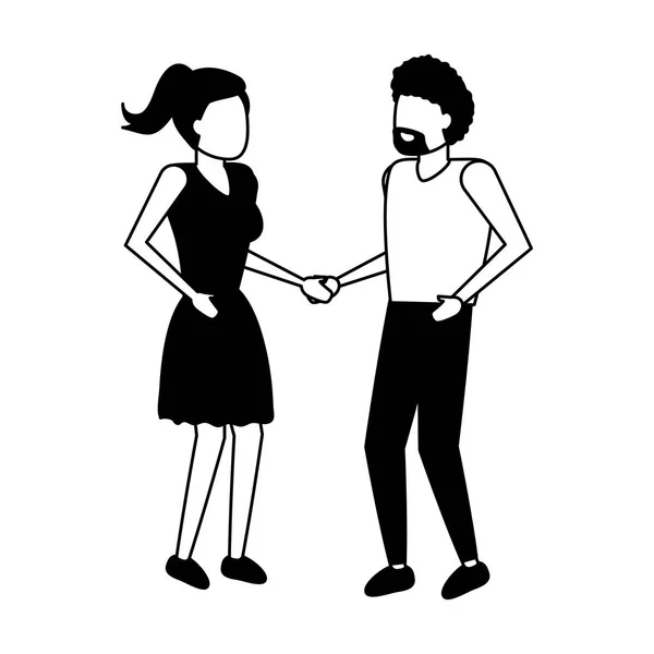 Man och kvinna håller hand — Stock vektor