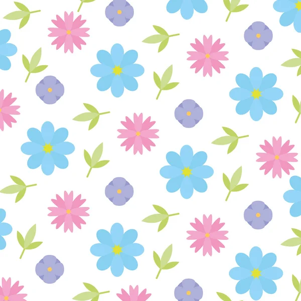 Fundo Bonito Flores Folhas Decoração Vetor Ilustração —  Vetores de Stock