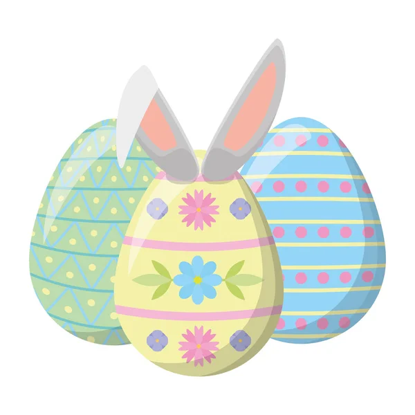 Felice decorazione uova di Pasqua — Vettoriale Stock