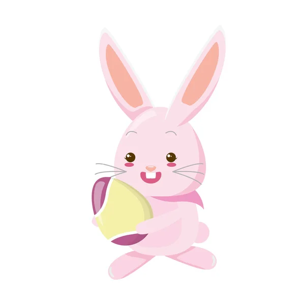 Lapin mignon avec oeuf de Pâques — Image vectorielle