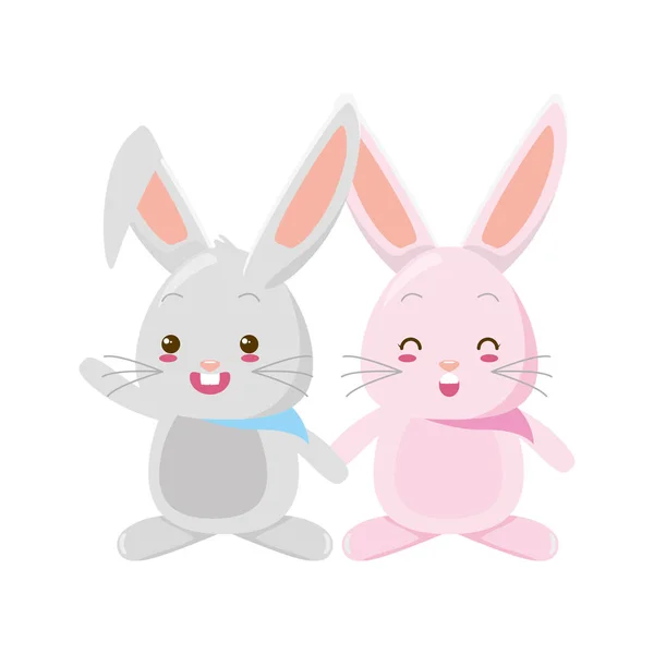 Hoş bir çift tavşan — Stok Vektör