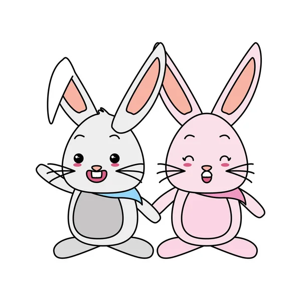 Carino coppia coniglio — Vettoriale Stock