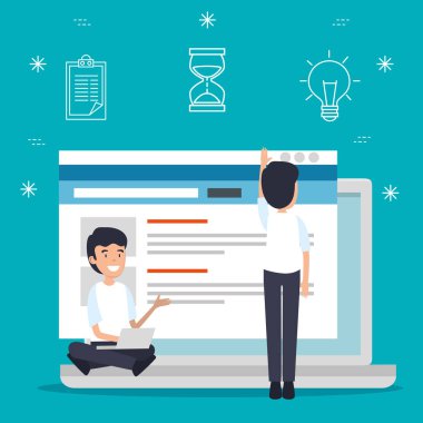 dizüstü bilgisayar teknoloji ve Web sitesi belgeleri ile erkekler