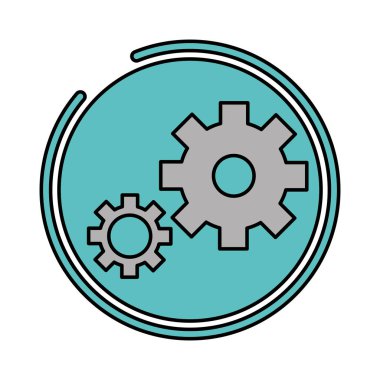 Gears'ı cog etiketi beyaz arka plan vektör çizim üzerinde tekerlek.