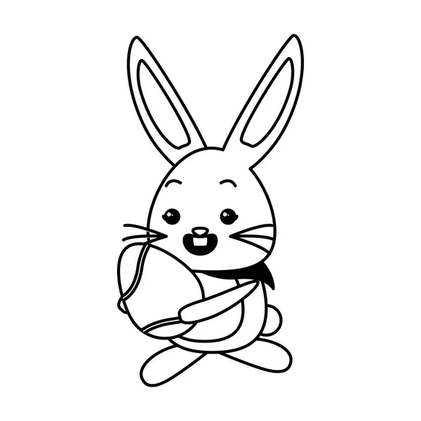 Милий кролик з пасхальним яйцем — стоковий вектор