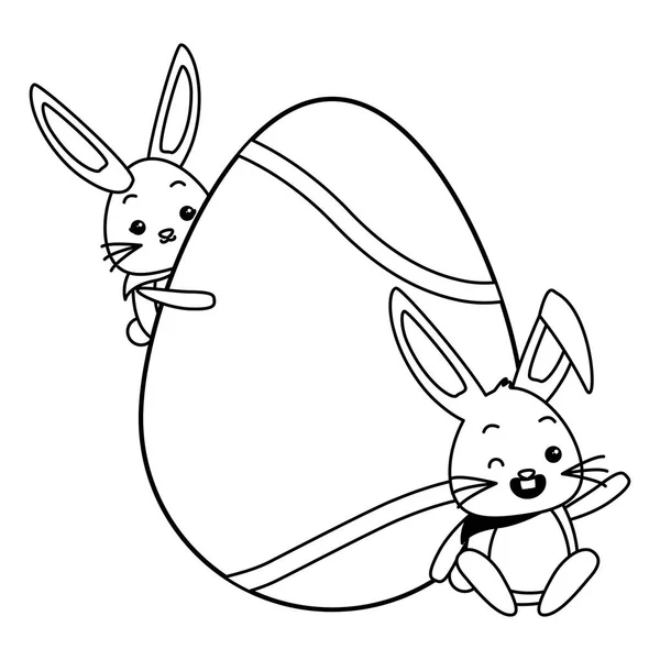 Paskalya yumurtası ile sevimli tavşan — Stok Vektör