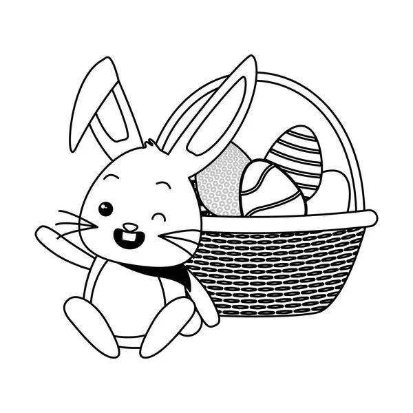 Bonito coelho ovos Páscoa — Vetor de Stock