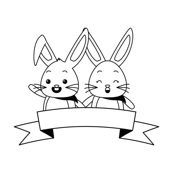 Roztomilý pár králík — Stockový vektor