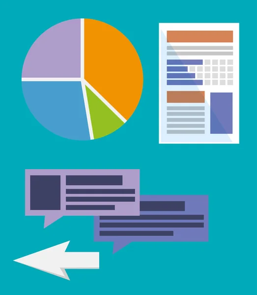 Impostare schema di statistiche di strategia con bolle di chat e freccia — Vettoriale Stock