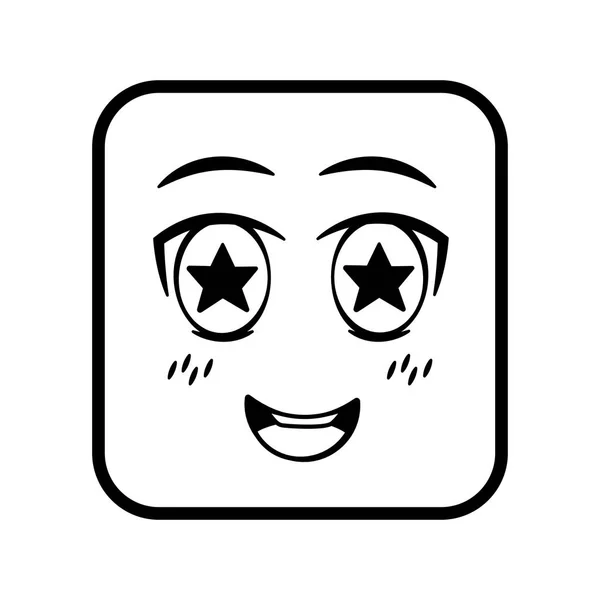 Emoticon quadrata espressione facciale — Vettoriale Stock