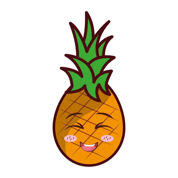 Персонаж ананасового мультфильма Кавайи — стоковый вектор
