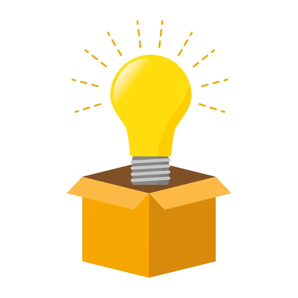 Cardboard Box Bulb Creativity Storage Vector Illustration — Stock Vector