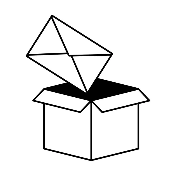 Caja de cartón sobre de correo electrónico — Vector de stock