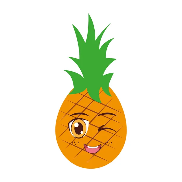 Kawaii abacaxi personagem dos desenhos animados —  Vetores de Stock