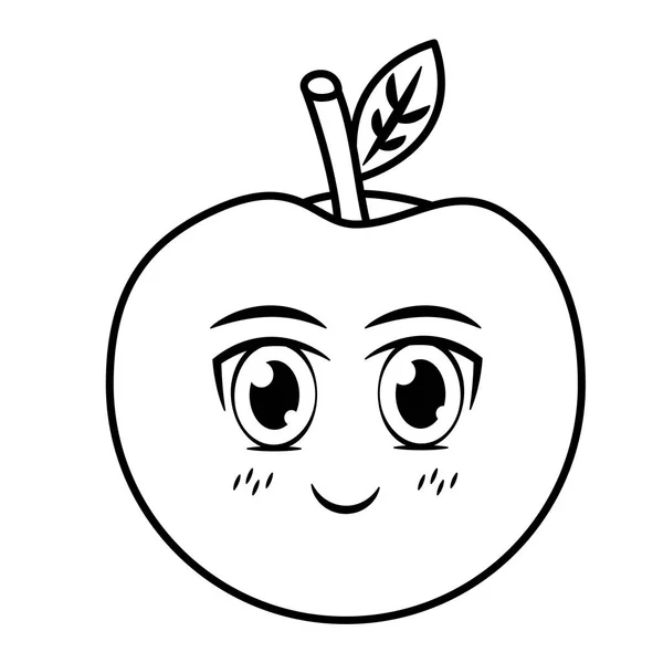 Personnage de dessin animé pomme kawaii — Image vectorielle