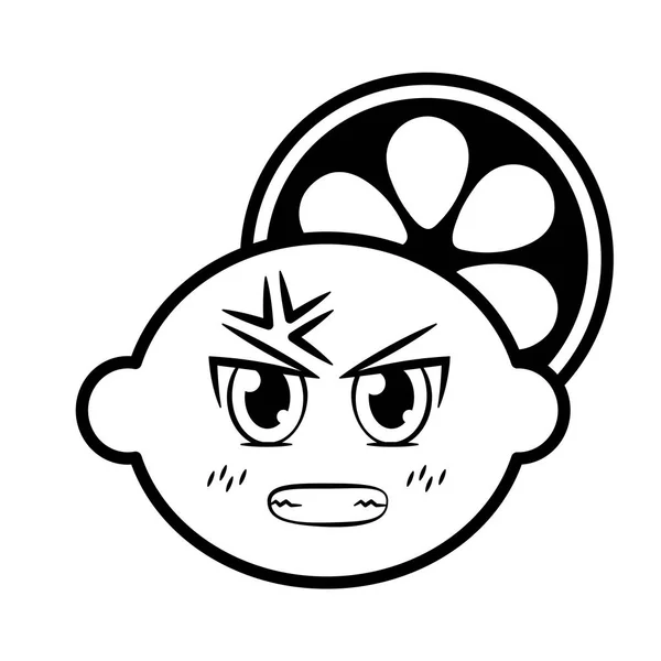 Kawaii limón personaje de dibujos animados — Vector de stock