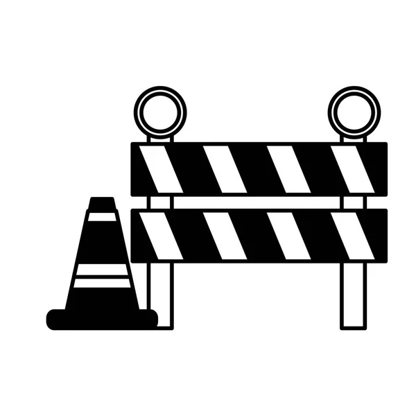 Barrière de circulation et cône — Image vectorielle