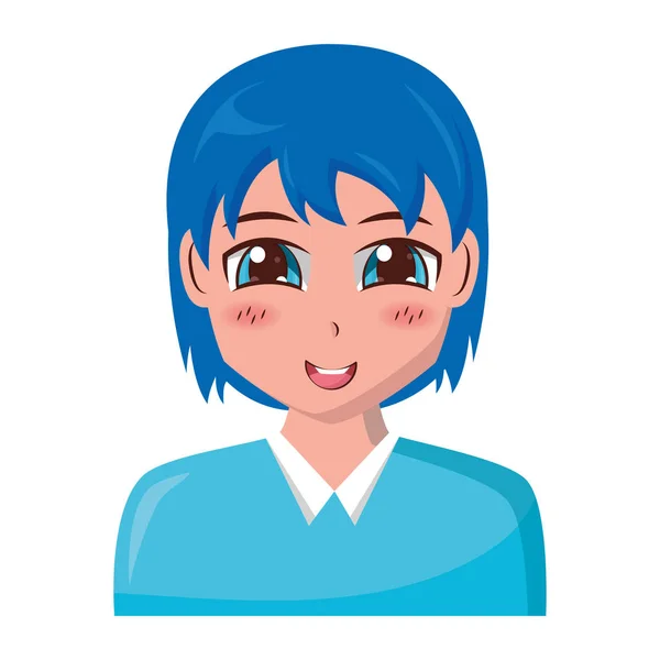 Karakter potret manga gadis anime - Stok Vektor