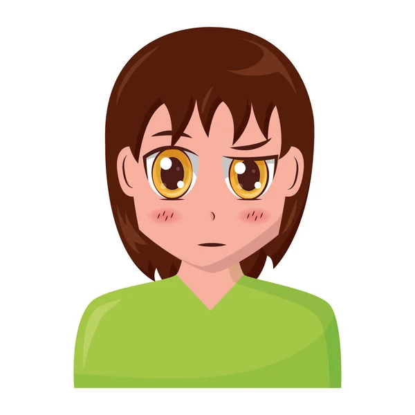 Portret manga Anime Dziewczyna — Wektor stockowy