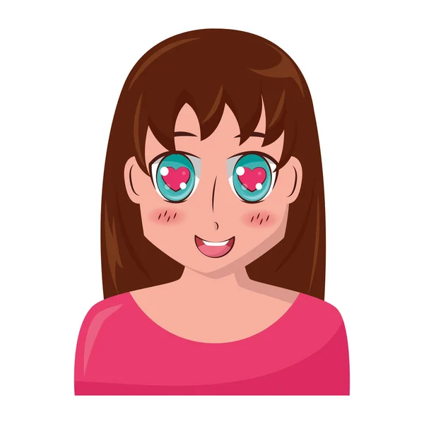 Anime girl manga portret — Stockvector