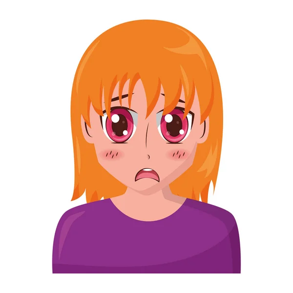 Anime girl manga portret karakter — Stockvector