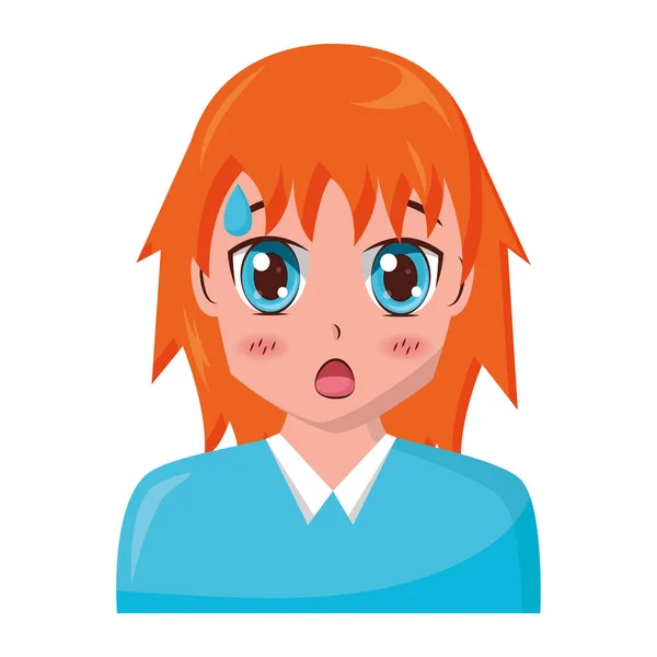 Anime girl manga portrait character — Stock Vector