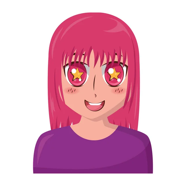 Anime fille manga portrait personnage — Image vectorielle