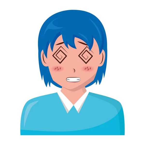Anime girl manga portrait character — Stock Vector