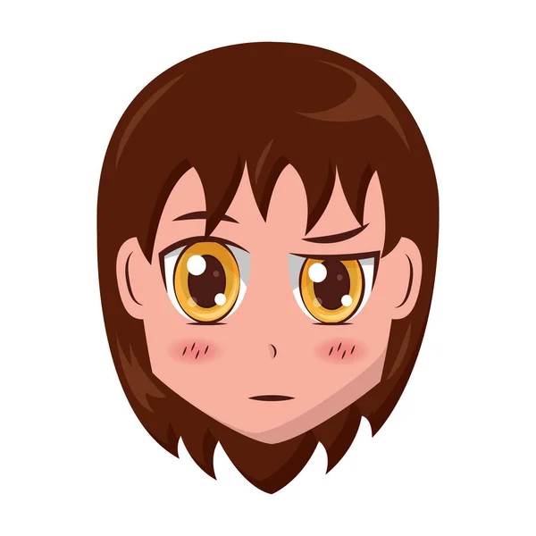 Cara chica anime manga comic — Vector de stock