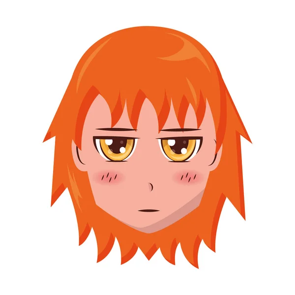 Komik anime gadis wajah - Stok Vektor