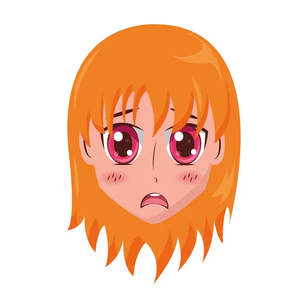 Gesicht Mädchen Anime Manga Comic — Stockvektor