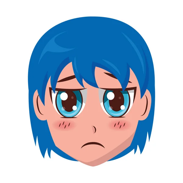 Komik anime gadis wajah - Stok Vektor