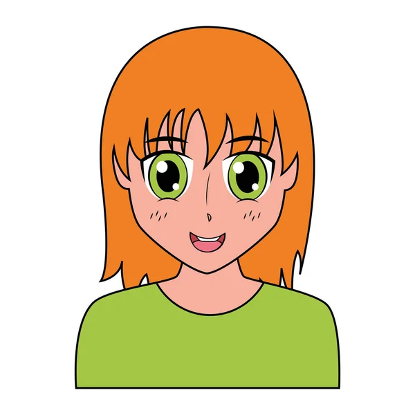 Anime Mädchen Manga Portrait Charakter — Stockvektor