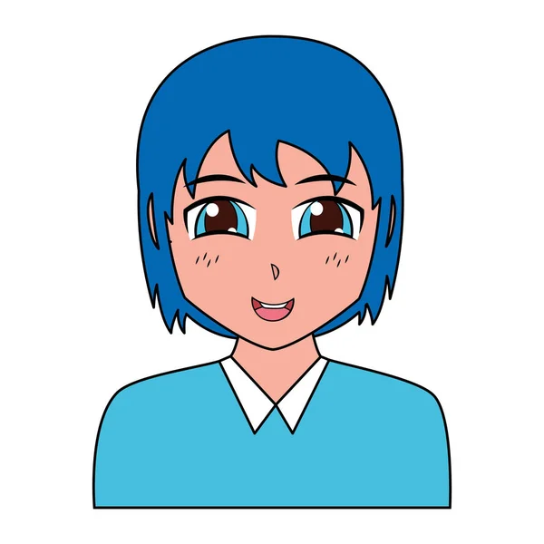 Anime fille manga portrait personnage — Image vectorielle