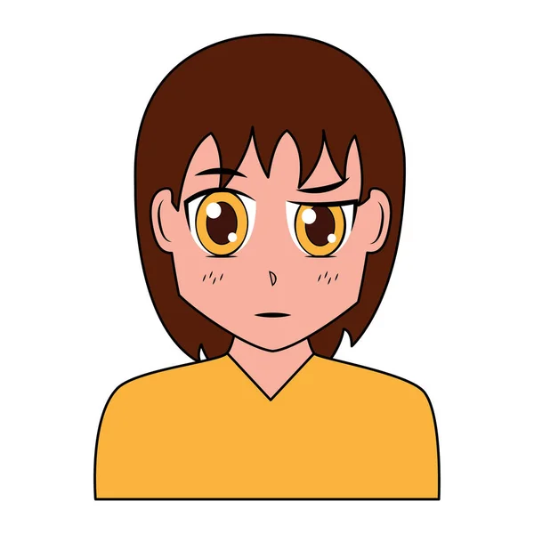 Anime menina mangá retrato — Vetor de Stock