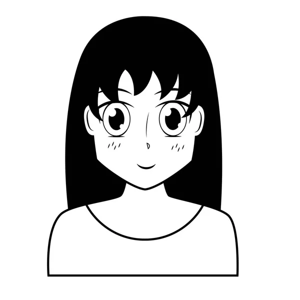 Anime Mädchen Manga Portrait Charakter — Stockvektor