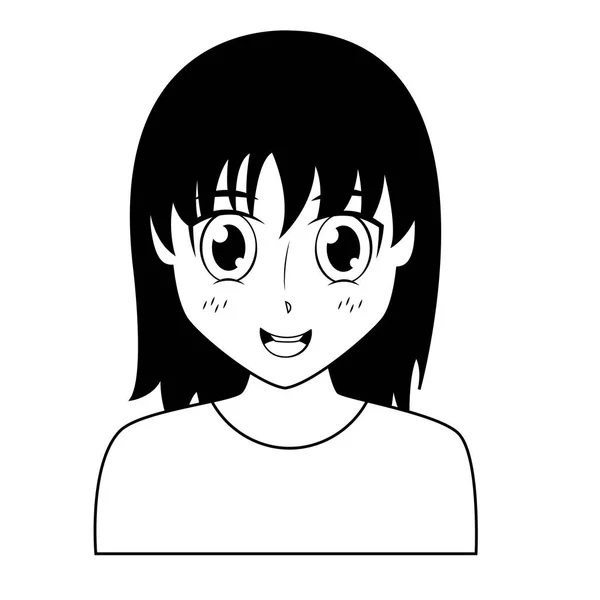 Anime menina mangá personagem retrato — Vetor de Stock