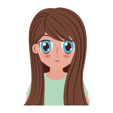 Kız anime manga ifade yüz vektör çizim